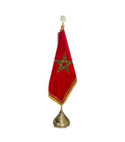 Grand Drapeau marocain avec support en cuivre – PREMIUM