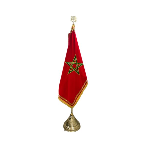 Grand Drapeau marocain avec support en cuivre – PREMIUM