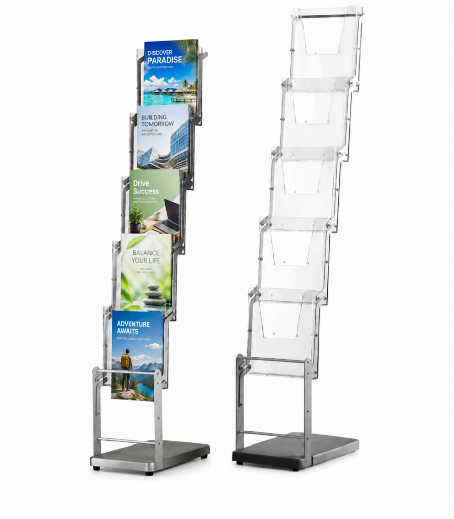 PORTE BROCHURE A 5 NIVEAUX PLIABLE